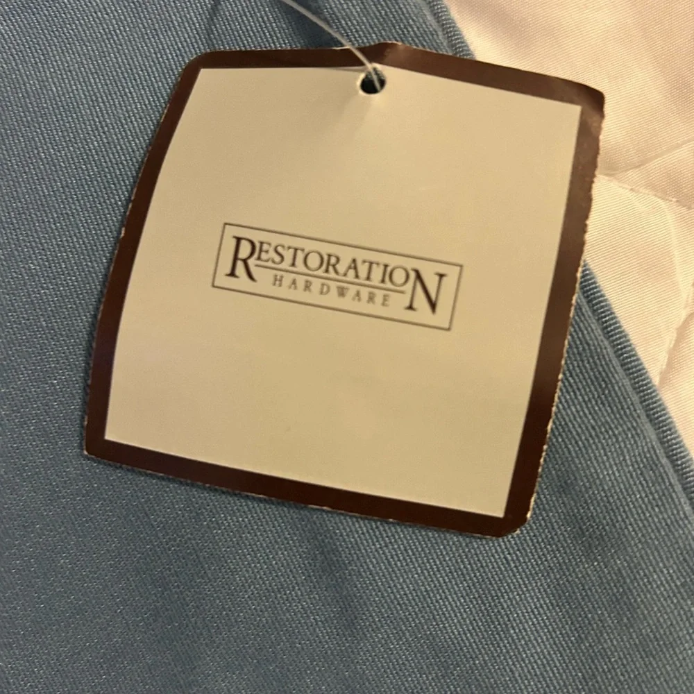 NEW Restoration Hardware Pair of Light Blue Faille Pillow Covers 20-inch Square